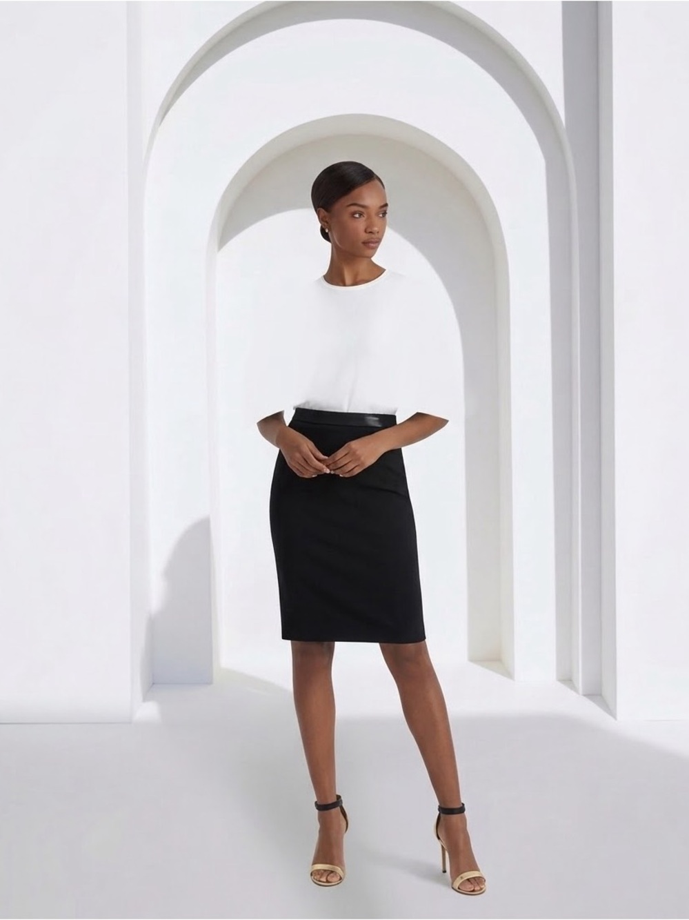 Tahari Classic Pull-On Pencil Skirt Black Small